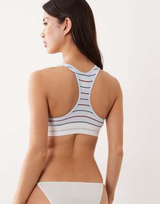 Calvin Klein Cotton Modal Rib Bralet In Blue