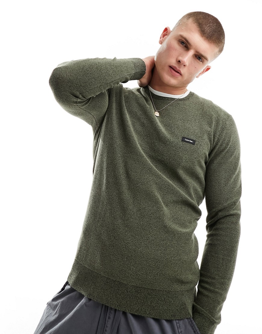 Calvin Klein cotton nylon mouline sweater in green