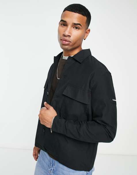 Calvin Klein cotton nylon overshirt in black - view 1