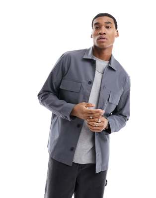 Calvin Klein cotton nylon overshirt in charcoal | ASOS