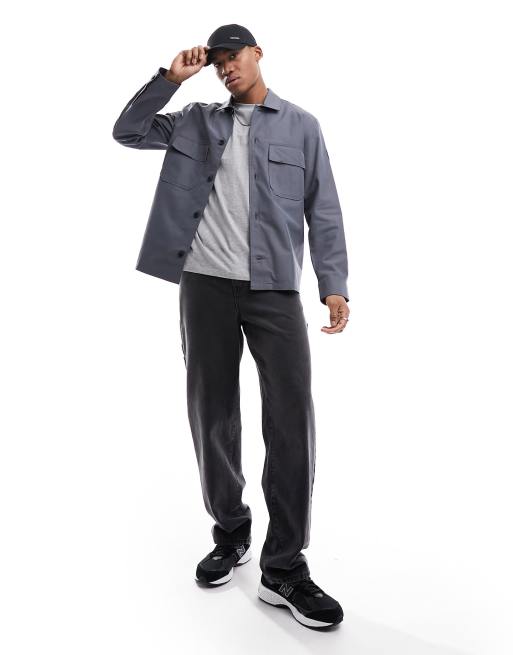 Calvin Klein cotton nylon overshirt in charcoal, 2 of 4