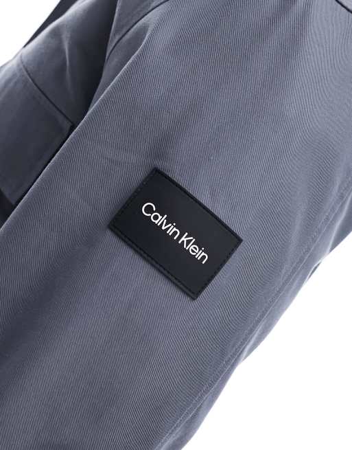 Calvin Klein cotton nylon overshirt in charcoal, 3 of 4