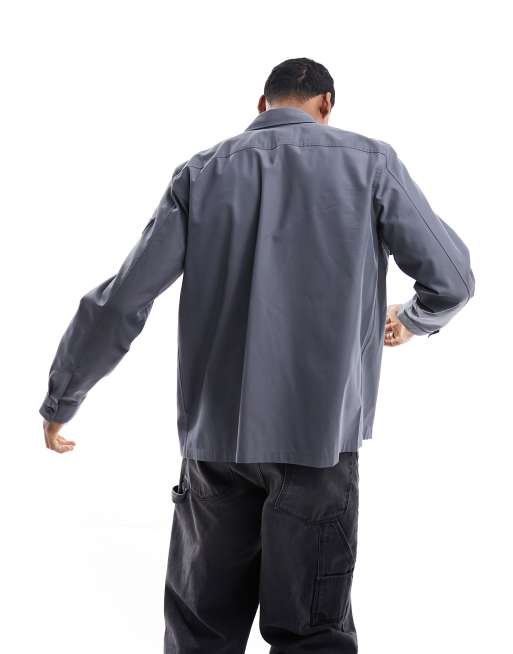Calvin Klein cotton nylon overshirt in charcoal, 4 of 4