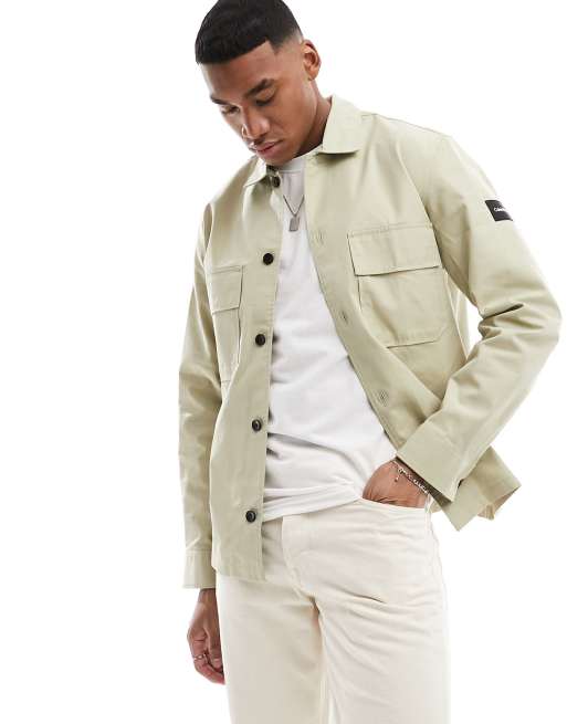 Calvin Klein cotton nylon overshirt in cream