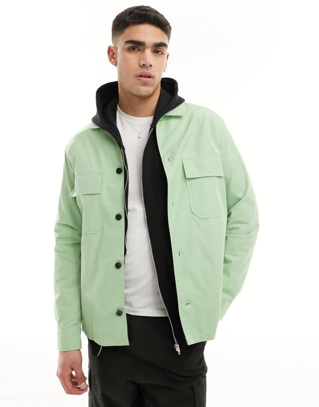 Calvin Klein - cotton nylon overshirt in green