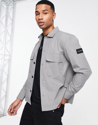 Calvin Klein cotton nylon overshirt in grey - ASOS Price Checker