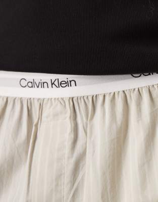 Calvin Klein Cotton Stripe Lounge Trousers In Neutral