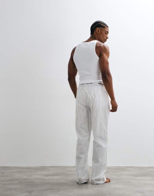 Calvin Klein cotton pajama pants in off-white stripe, 3 of 4