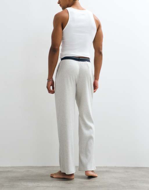 Calvin Klein cotton pajama pants with logo waistband in gray, 2 of 5