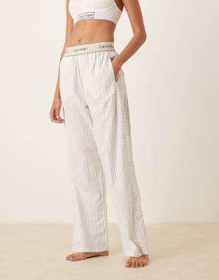 Calvin Klein Cotton Poplin Pajama Bottoms In White