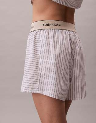 Calvin Klein Cotton Poplin Pajama Shorts In Multi