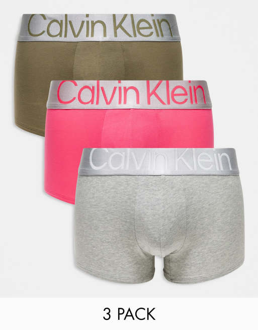 Calvin Klein Cotton Steel 3-Pack Stretch Trunks in Multi