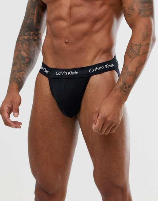 Calvin Klein Cotton Stretch 2 pack jock straps in black