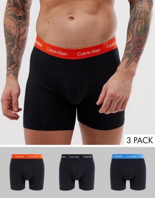 Calvin Klein 3 pack Cotton Stretch boxer briefs in black