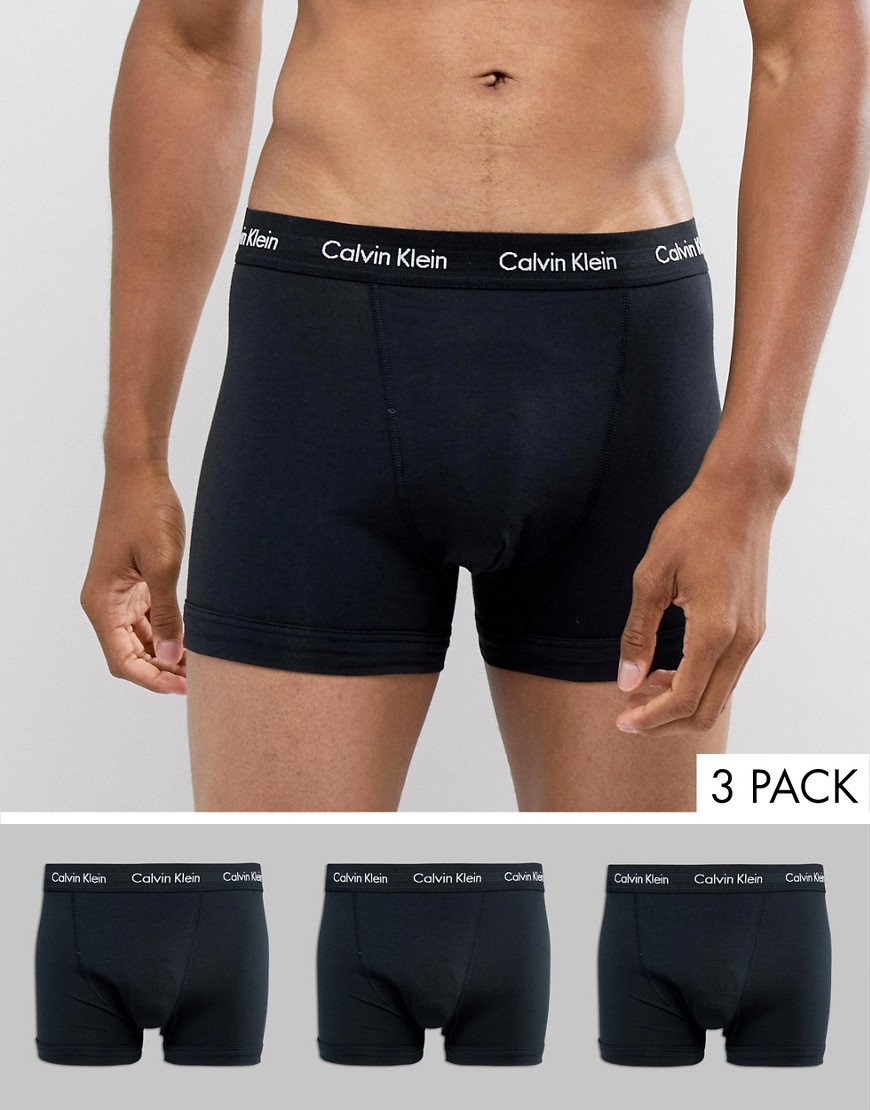 Calvin Klein Cotton Stretch 3 Pack Boxer Briefs In Black