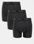 [Calvin Klein] Calvin Klein Cotton Stretch 3 pack boxer briefs in black XS BLACK