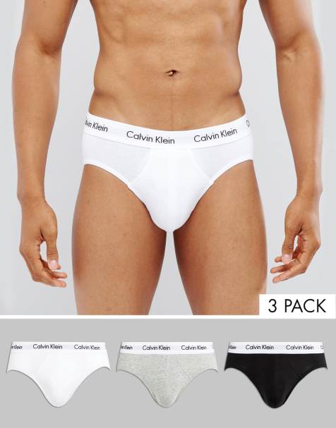 Calvin Klein Cotton Stretch 3-pack briefs in black, white and grey - view 1