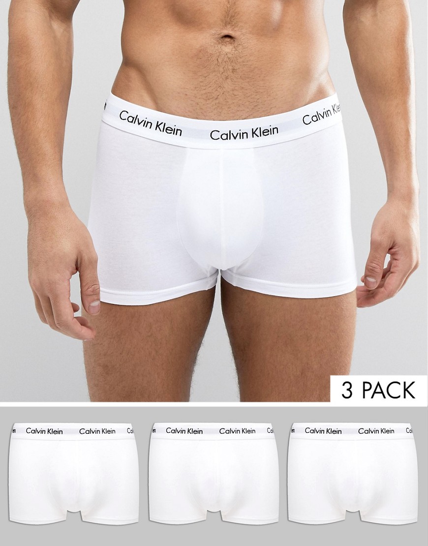 Calvin Klein Cotton Stretch 3 Pack Low Rise Boxer Briefs In White