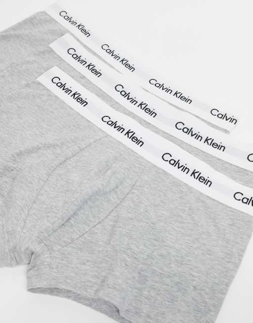 Calvin Klein Cotton Stretch 3 pack low rise boxer briefs with logo waistband in gray, 4 of 4