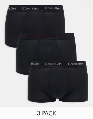 Calvin Klein cotton stretch 3 pack low rise trunks in black