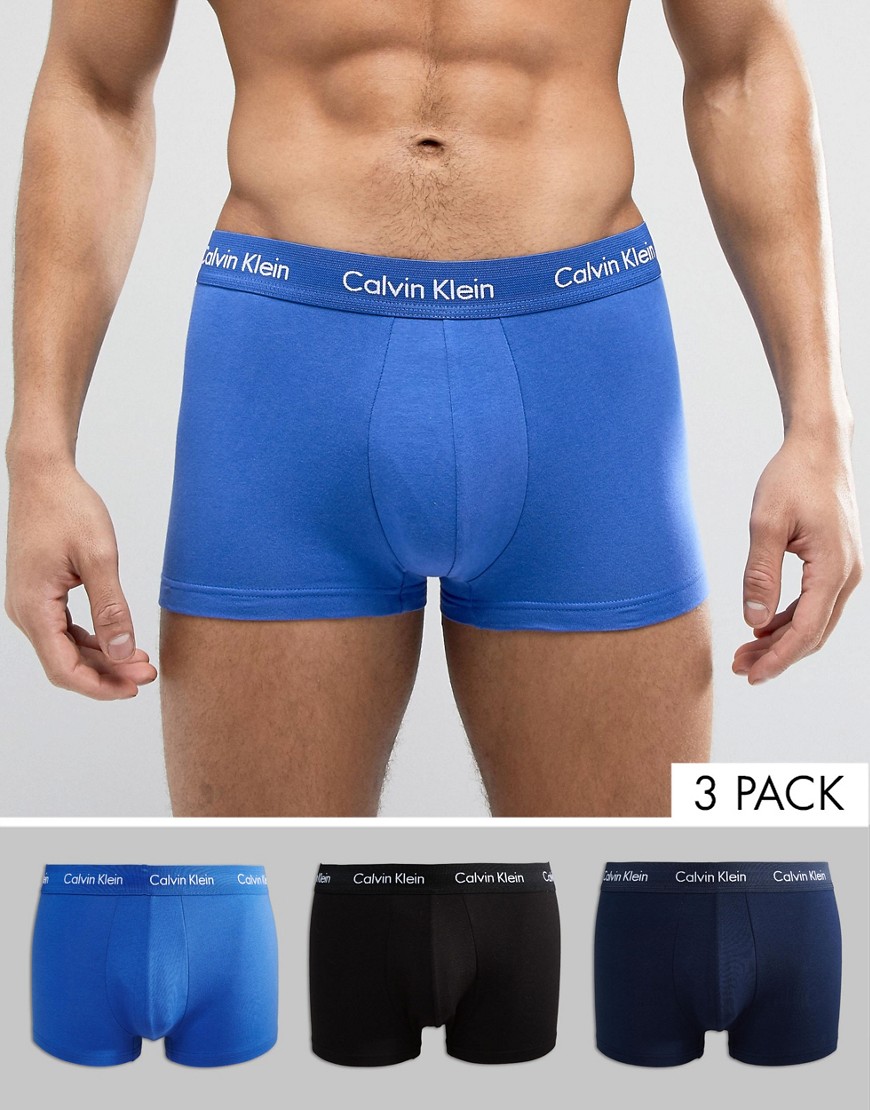 Calvin Klein Cotton Stretch 3-pack low rise trunks in multi