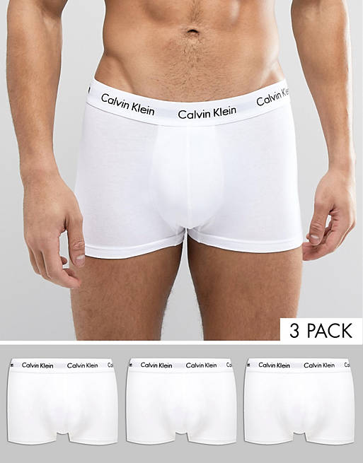 Calvin Klein Cotton Stretch 3 pack low rise trunks in white