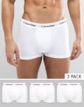 [Calvin Klein] Calvin Klein Cotton Stretch 3 pack low rise trunks in white S White