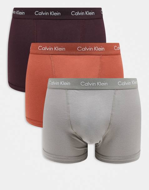 Calvin Klein Cotton Stretch 3 pack  trunk in orange/brown/grey - view 1