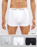 [Calvin Klein] Calvin Klein Cotton Stretch 3 pack trunks in black, white and grey-Multi L Black/White/Grey