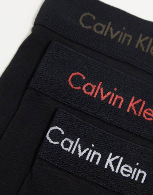 Calvin Klein Cotton Stretch 3-pack trunks in black,white and grey