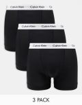 [Calvin Klein] Calvin Klein Cotton Stretch 3 pack trunks in black M Black