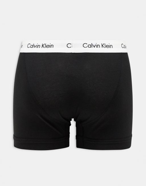 Calvin Klein Cotton Stretch 3-pack trunks in black,white and grey