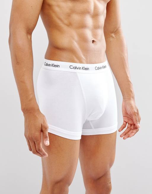 3-Pack Cotton Stretch Trunks - White - Color Waistband