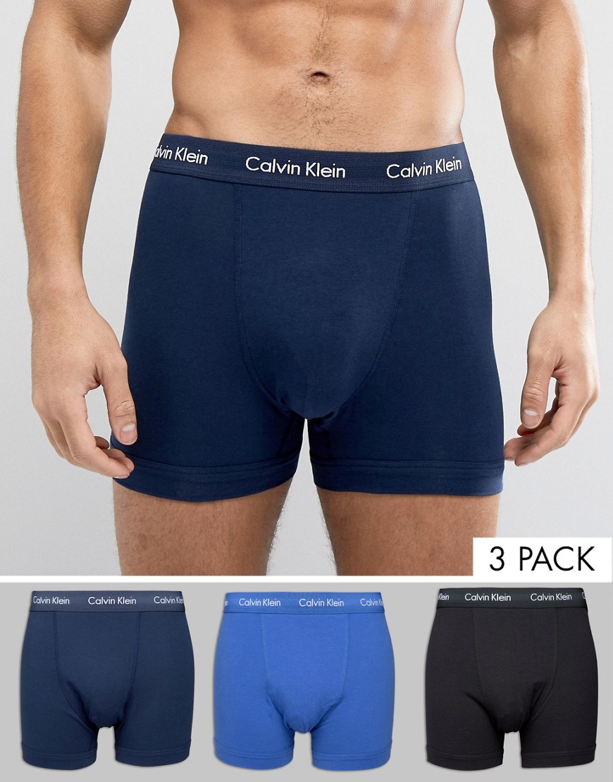 Calvin Klein Cotton Stretch 3 pack trunks in multi