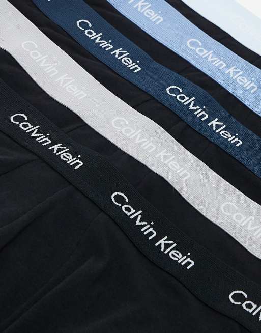 Calvin Klein Cotton Stretch 5 pack boxer briefs with coloured waistbands in black, 3 of 3