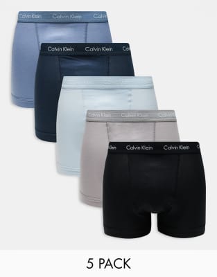 Calvin Klein Calvin Klein Cotton Stretch 5 pack trunk in blue/neutral-Multi