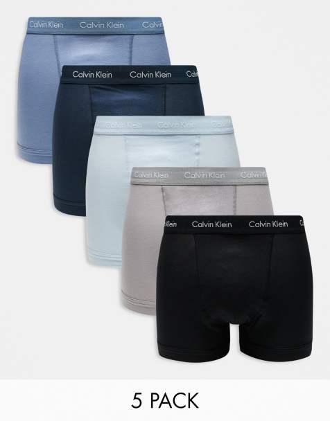 Calvin Klein Cotton Stretch 5 pack trunk in blue/neutral - view 1