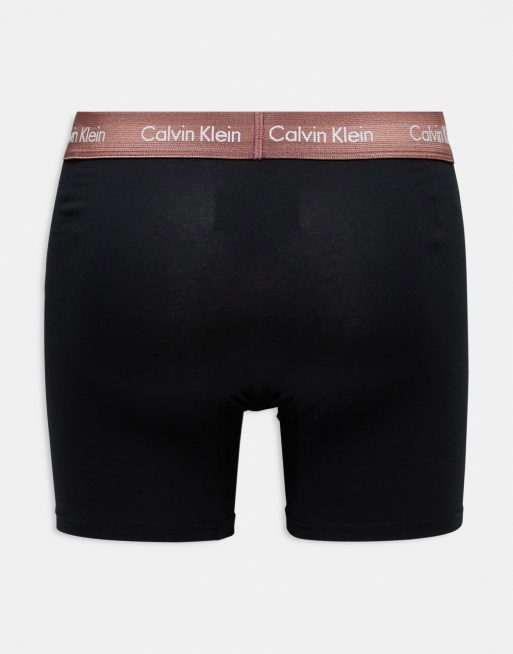 Calvin Klein cotton stretch boxer briefs 3 pack in black with