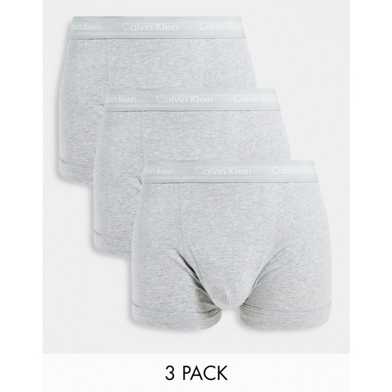 YlQHm Uomo Calvin Klein - Cotton Stretch - Confezione da 3 paia di boxer aderenti grigi