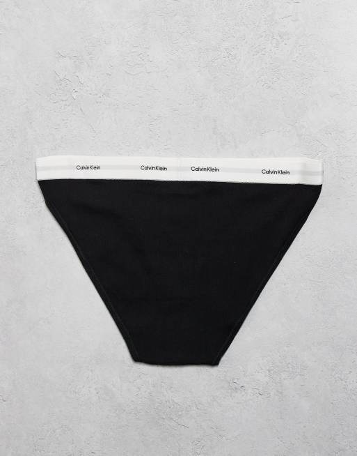 Calvin Klein - Cotton Stretch - Confezione da 3 perizomi bikini neri/bianchi/grigi a coste, 3 di 3