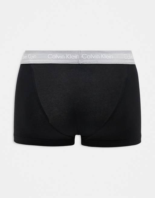 Calvin Klein - Cotton Stretch - Lot de 3 boxers à taille basse et ceinture colorée - Noir, 2 de 3