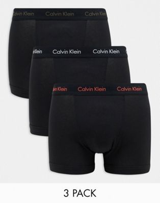 Calvin Klein cotton stretch 3-pack trunks in black - ASOS Price Checker