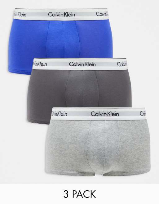 Calvin Klein cotton stretch low rise trunks 3 pack in multi ASOS