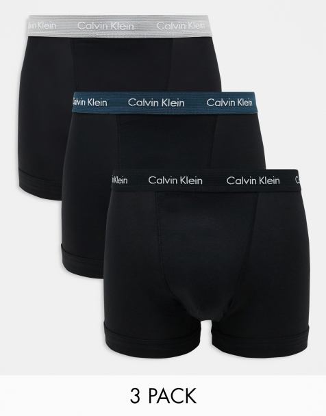Calvin Klein - Cotton Stretch - Pakke med 3 par sorte boksershorts med grå/blågrønne/sorte taljebånd - view 1