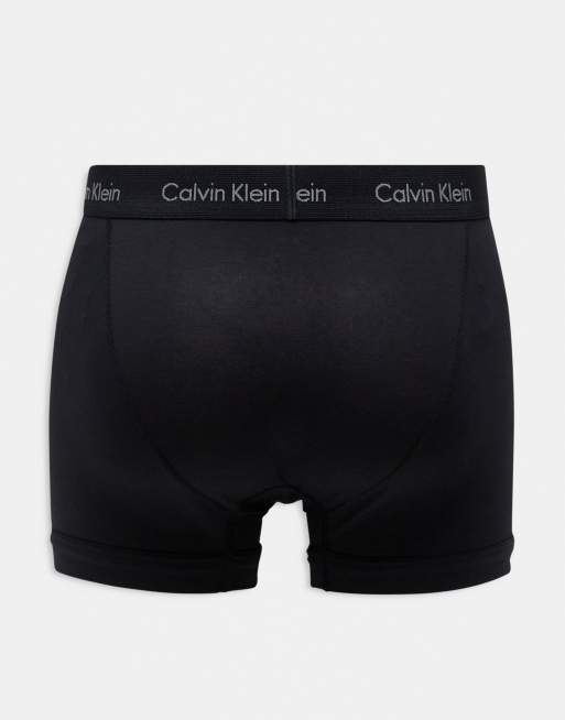 Calvin Klein cotton stretch trunks 3 pack in black with colored logo ASOS