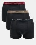 [Calvin Klein] Calvin Klein cotton stretch trunks 3 pack in black with coloured waistband XS BLACK