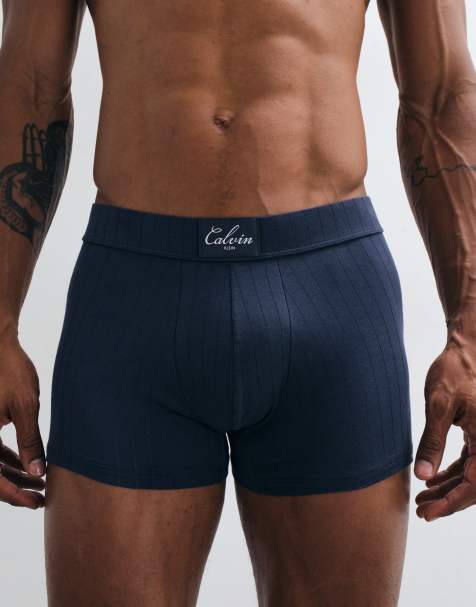 Calvin Klein Cotton Stretch trunks with scrip logo in charcoal grey - view 1