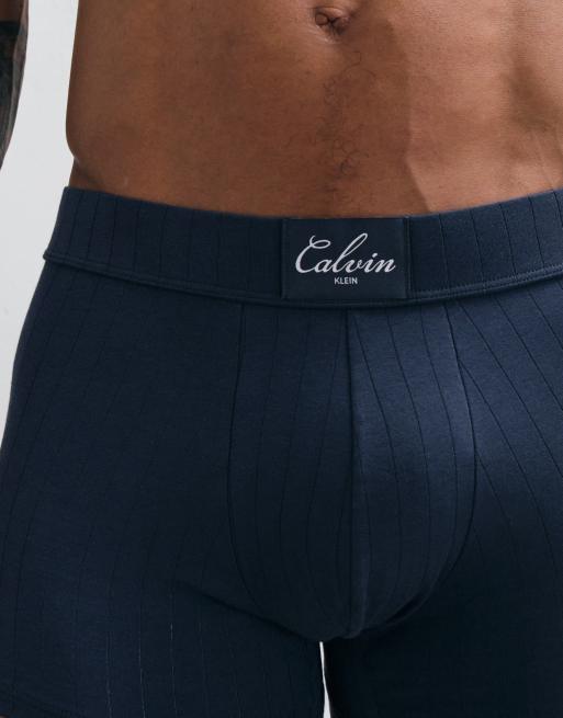 Calvin Klein Cotton Stretch trunks with scrip logo in charcoal grey, 3 of 3