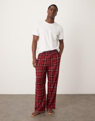 Calvin Klein Cotton Windowpane Print Pyjama Bottoms In White