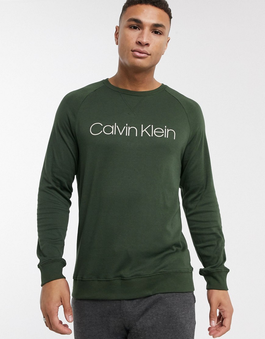 Calvin Klein crew neck sweat in khaki-Green